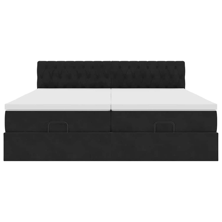 Ottoman bed met matrassen en LED's 180x200cm fluweel zwart