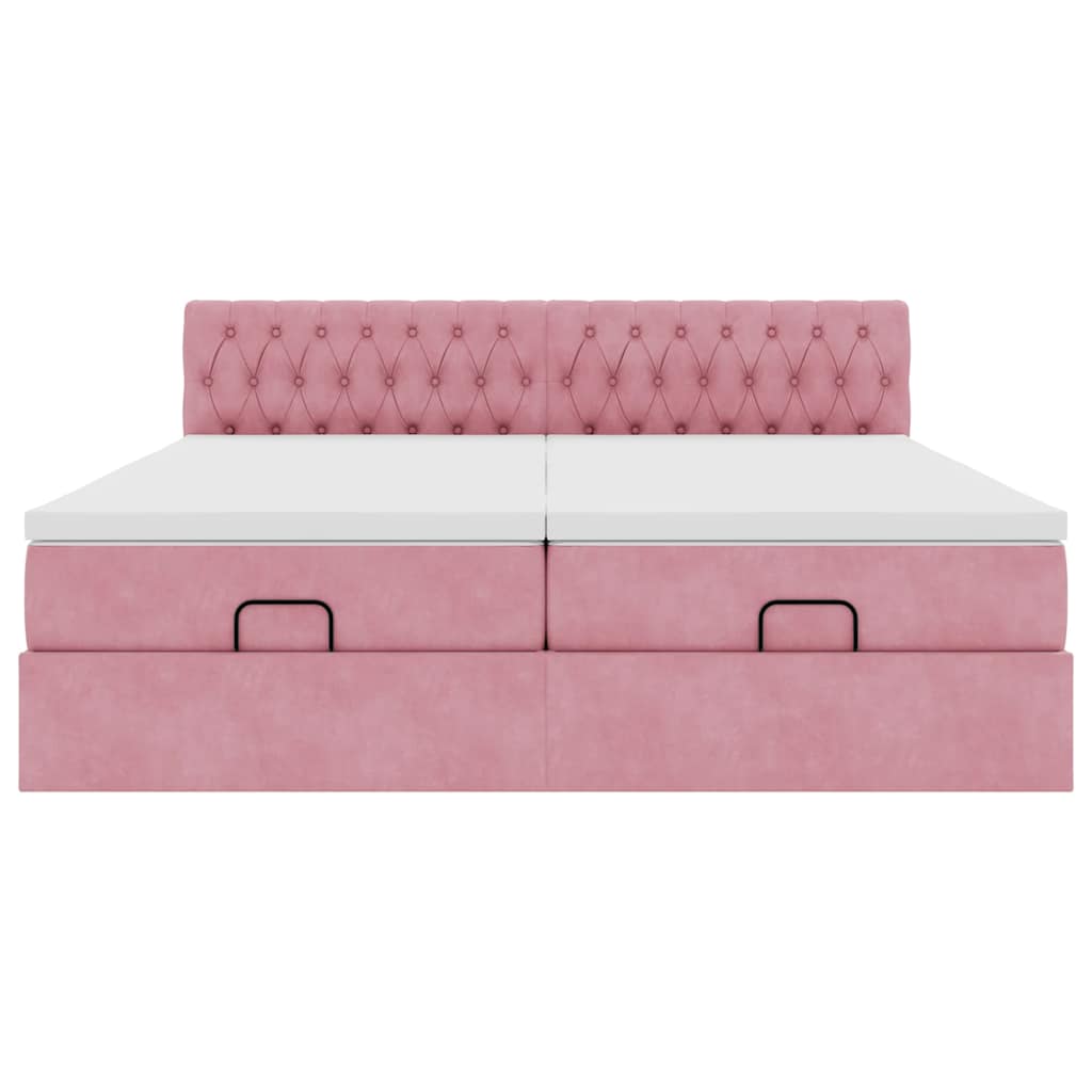 Ottoman bed met matrassen en LED's 180x200cm fluweel roze