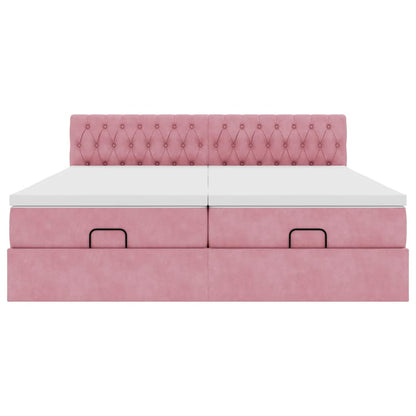 Ottoman bed met matrassen en LED's 180x200cm fluweel roze