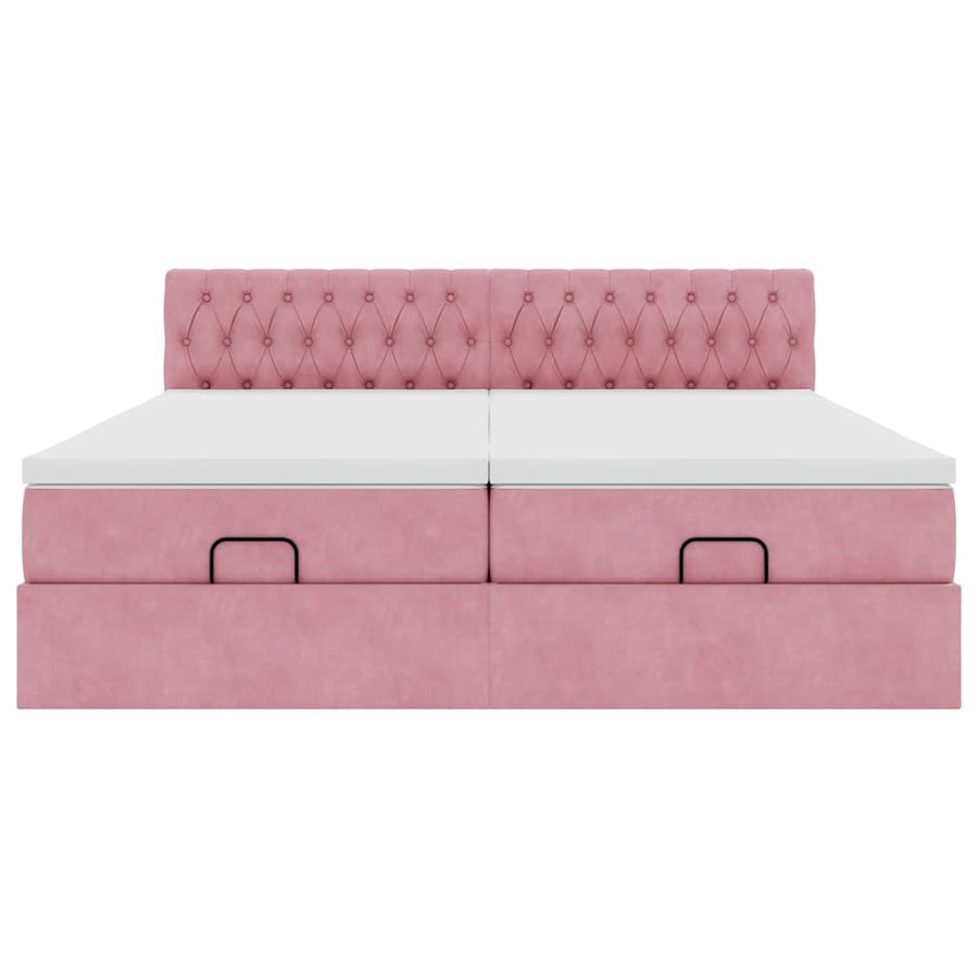 Ottoman bed met matrassen en LED's 180x200cm fluweel roze