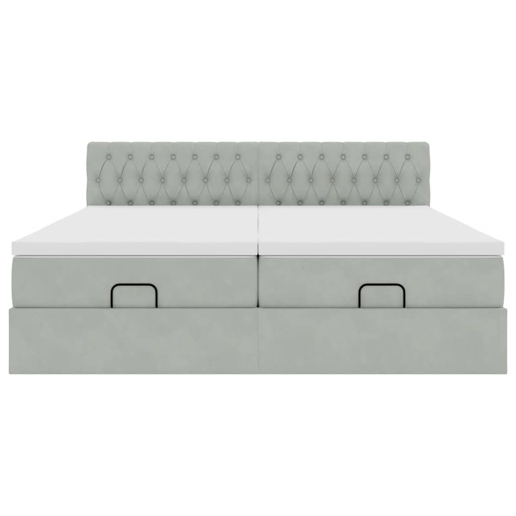 Ottoman bed met matrassen en LED's 200x200cm fluweel lichtgrijs