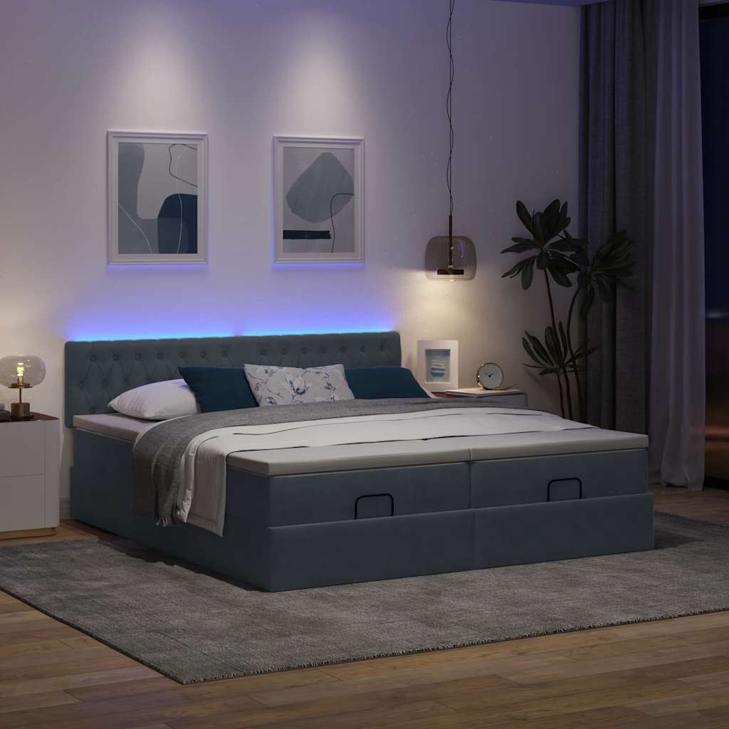 Ottoman bed met matrassen en LED's 200x200cm fluweel