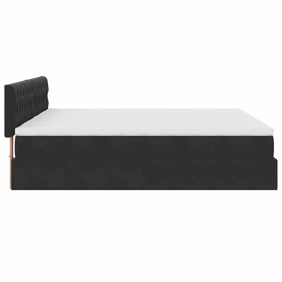 Ottoman bed met matrassen en LED's 200x200cm fluweel zwart