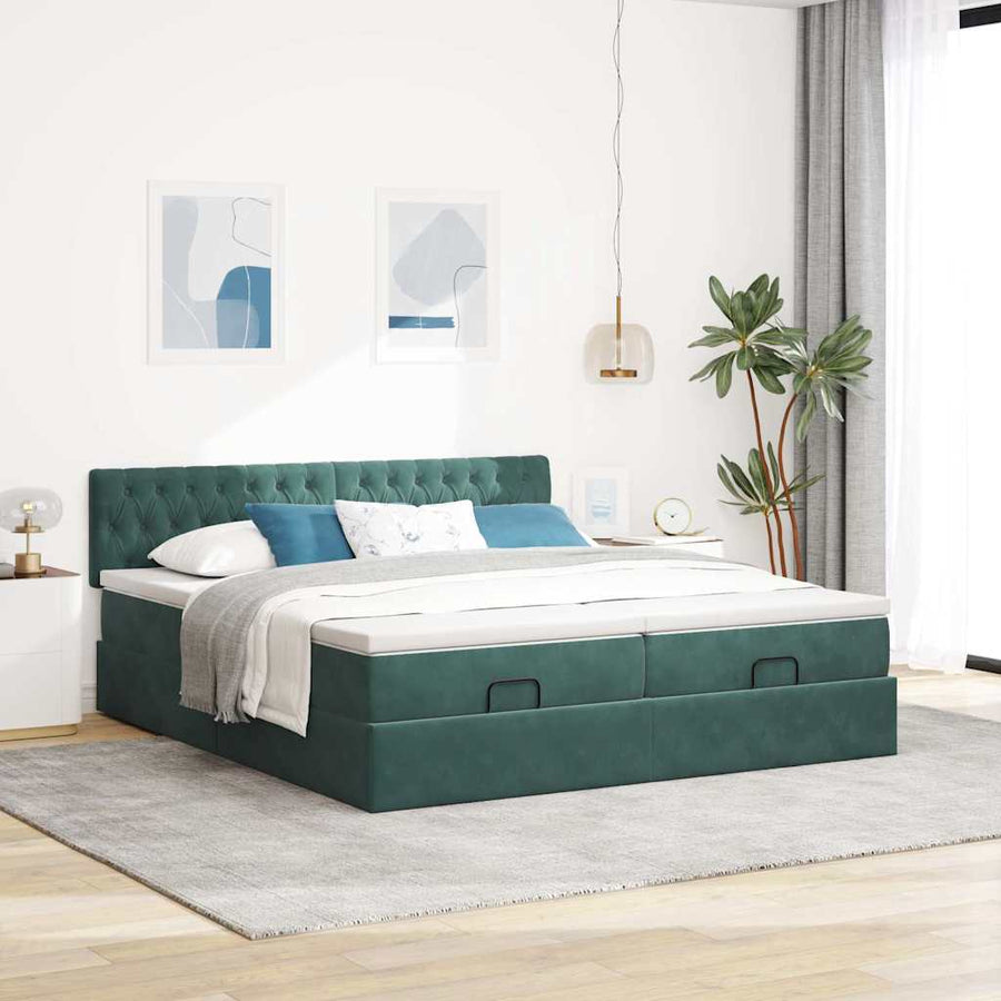 Ottoman bed met matrassen en LED's 200x200cm fluweel