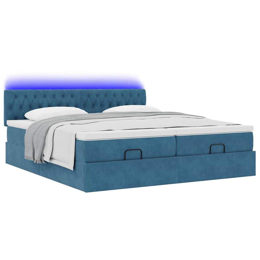 Ottoman bed met matrassen en LED's 200x200cm fluweel