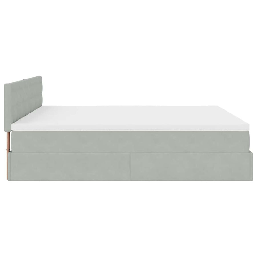 Ottoman bed met matrassen en LED's 160x200cm fluweel lichtgrijs