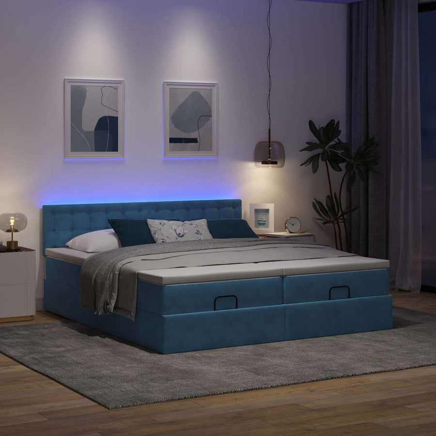Ottoman bed met matrassen en LED's 160x200cm fluweel