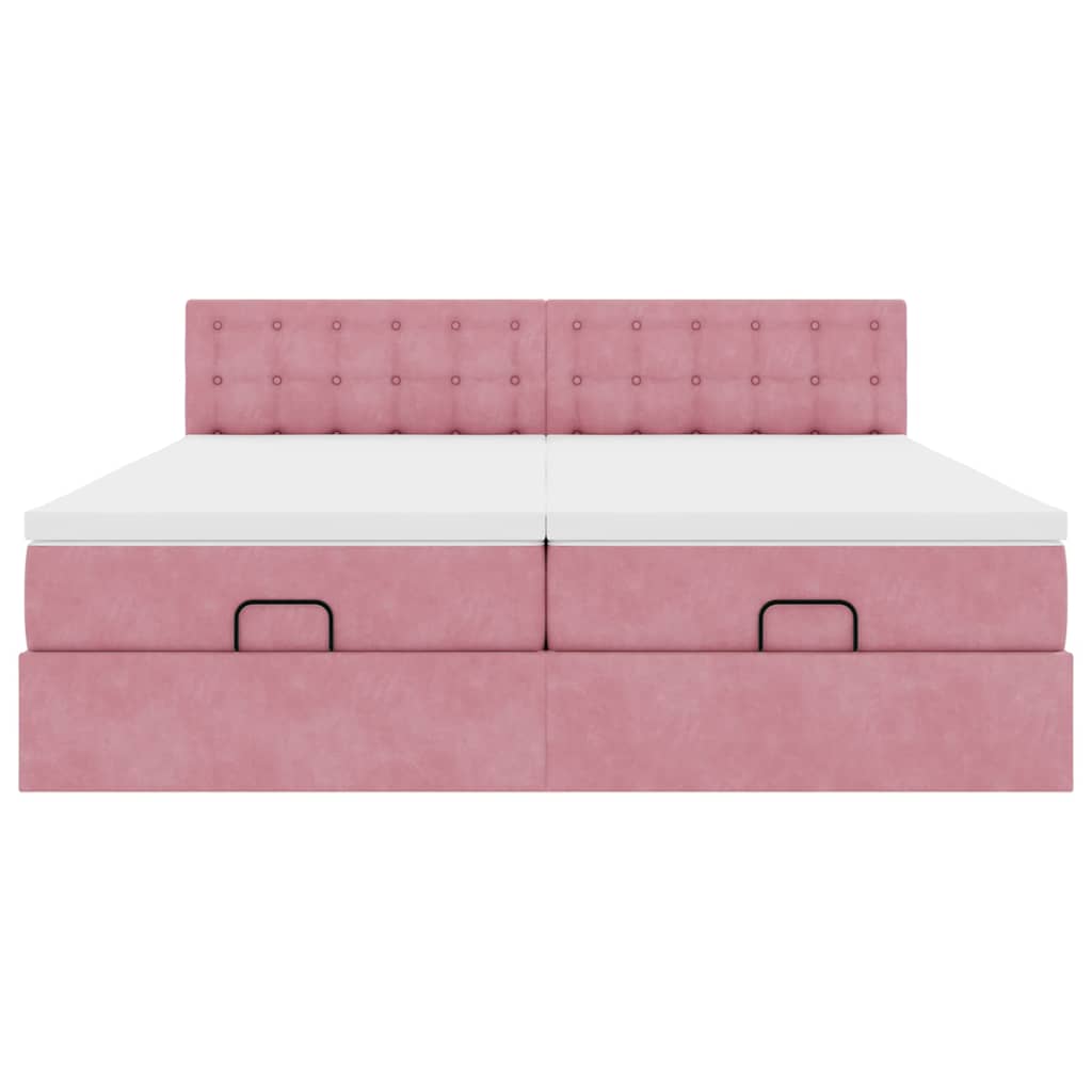 Ottoman bed met matrassen en LED's 160x200cm fluweel roze