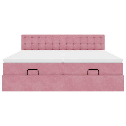 Ottoman bed met matrassen en LED's 160x200cm fluweel roze