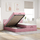 Ottoman Bed with Mattresses and LEDs 160x200cm Velvet Pink
