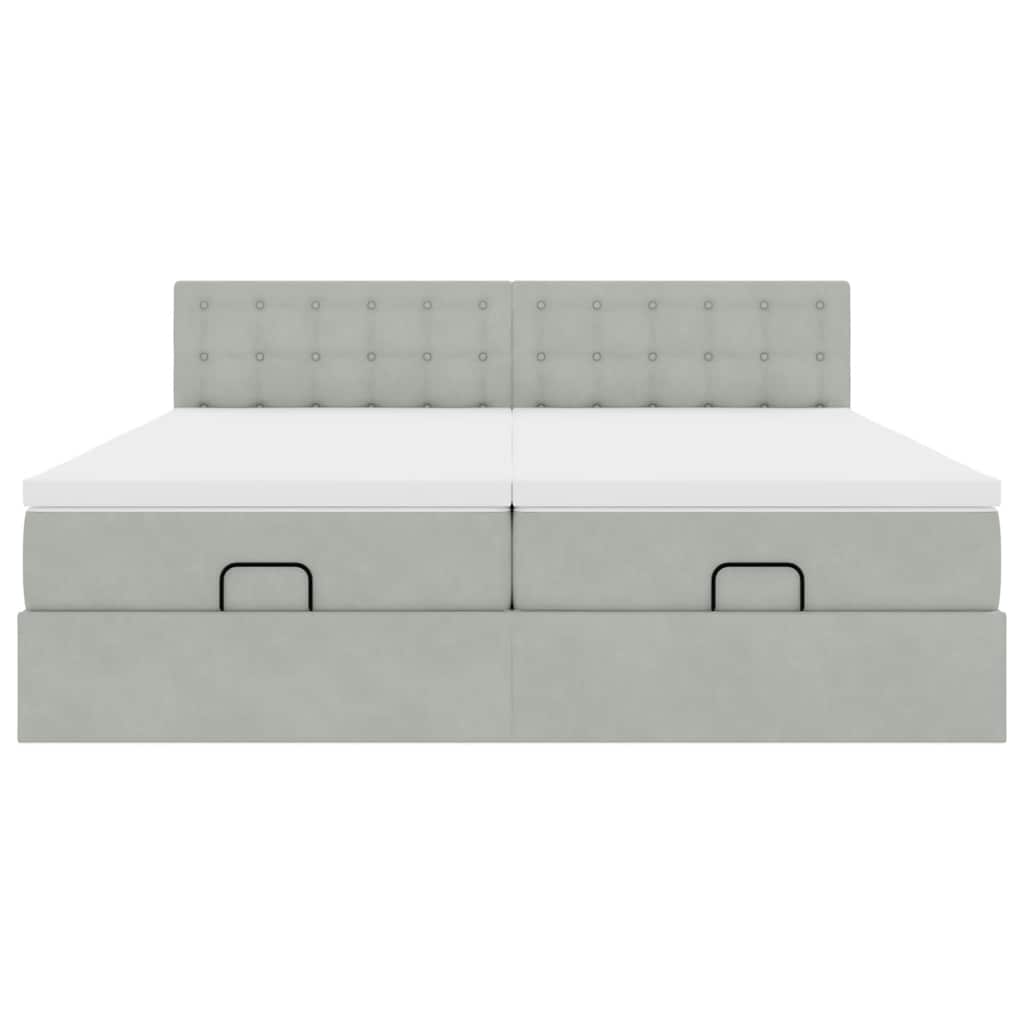 Ottoman bed met matrassen en LED's 180x200cm fluweel lichtgrijs