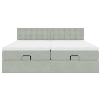 Ottoman bed met matrassen en LED's 180x200cm fluweel lichtgrijs