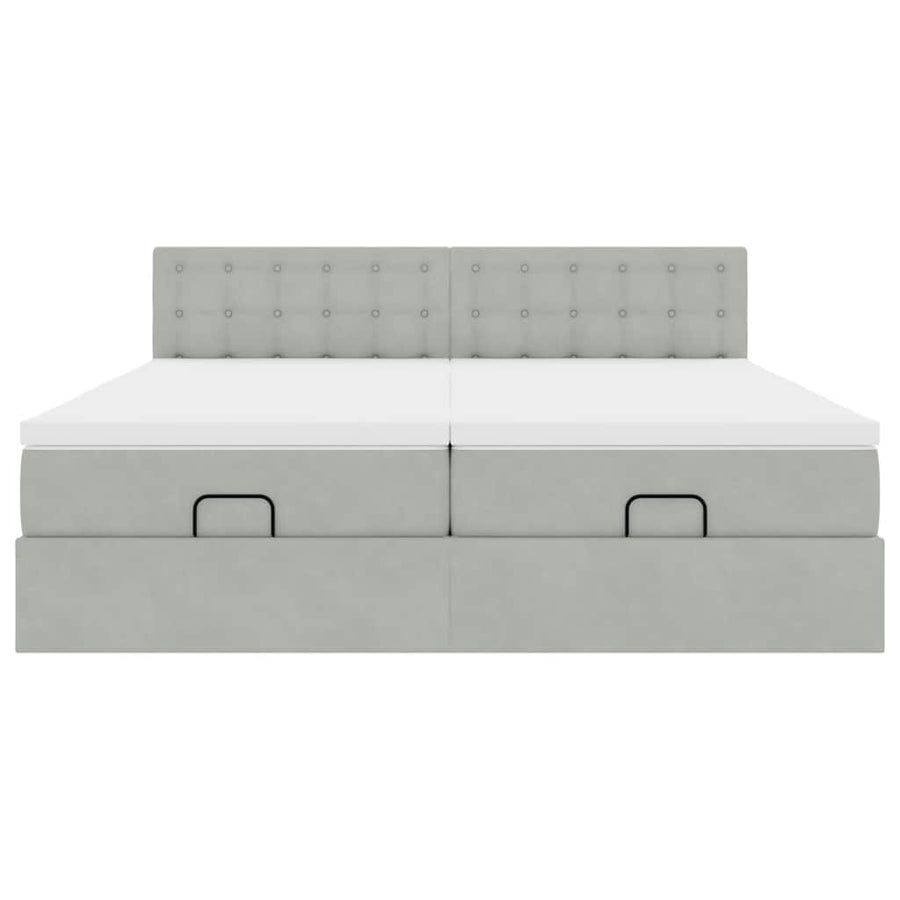 Ottoman bed met matrassen en LED's 180x200cm fluweel lichtgrijs