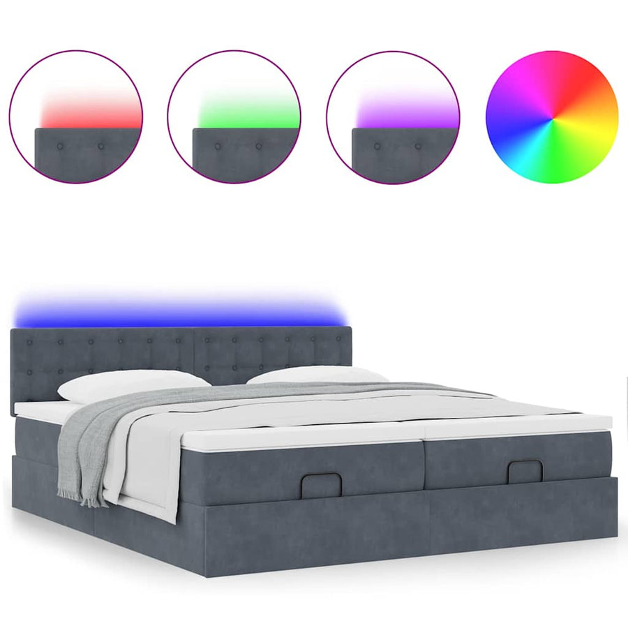 Ottoman bed met matrassen en LED's 180x200cm fluweel