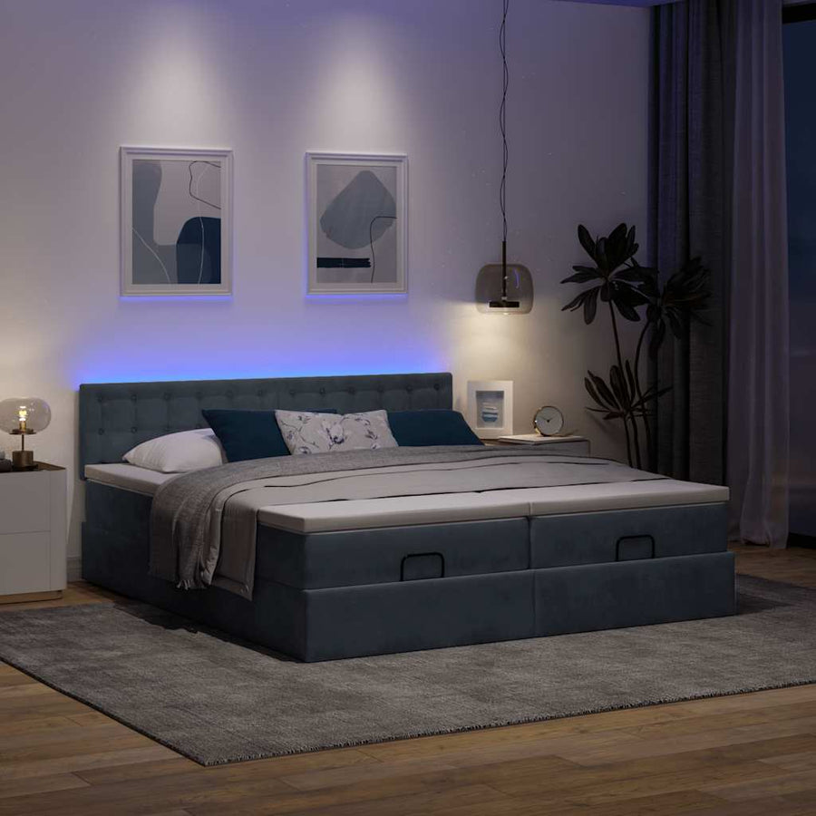 Ottoman bed met matrassen en LED's 180x200cm fluweel