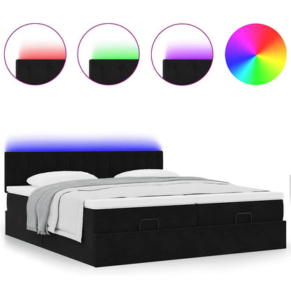 Ottoman bed met matrassen en LED's 180x200cm fluweel zwart