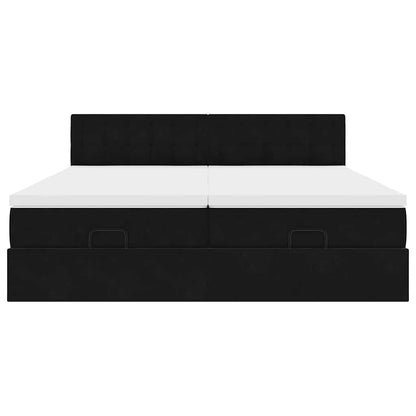 Ottoman bed met matrassen en LED's 180x200cm fluweel zwart