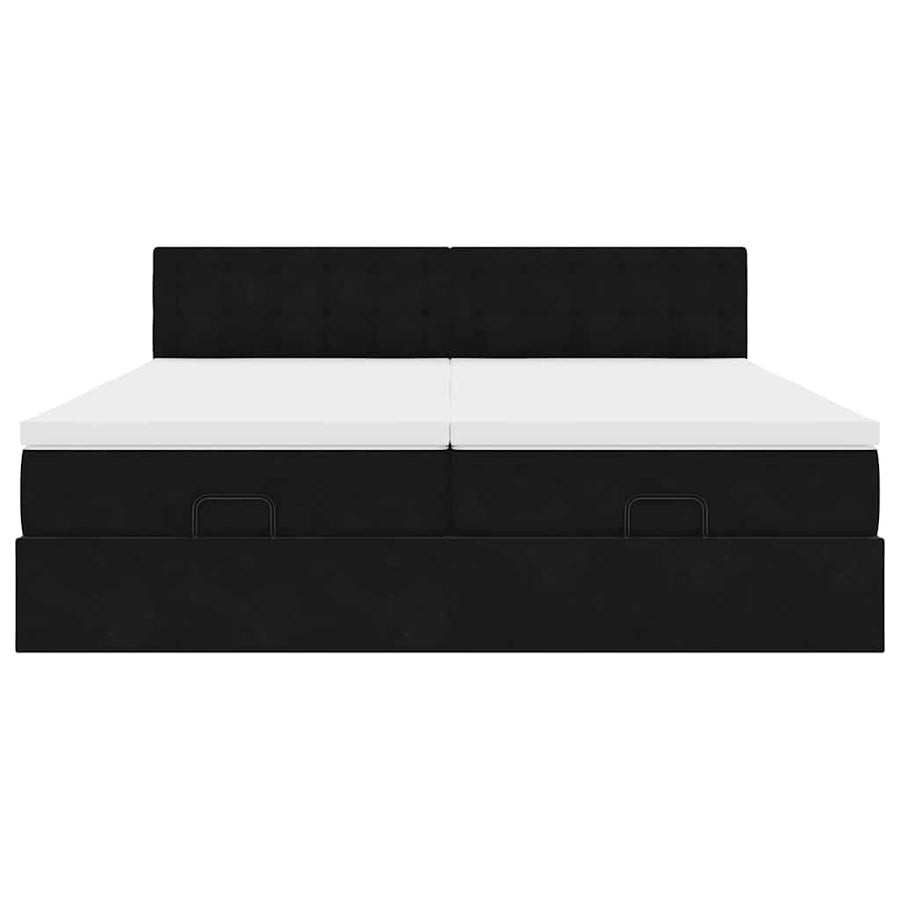 Ottoman bed met matrassen en LED's 180x200cm fluweel zwart