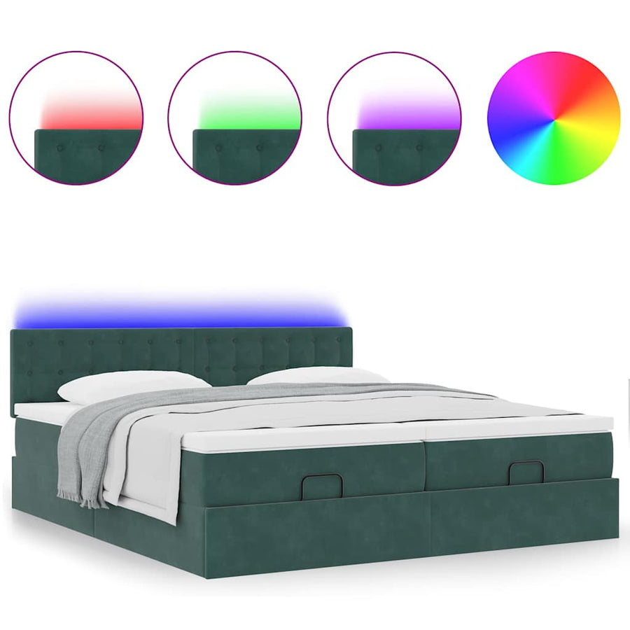 Ottoman bed met matrassen en LED's 180x200cm fluweel