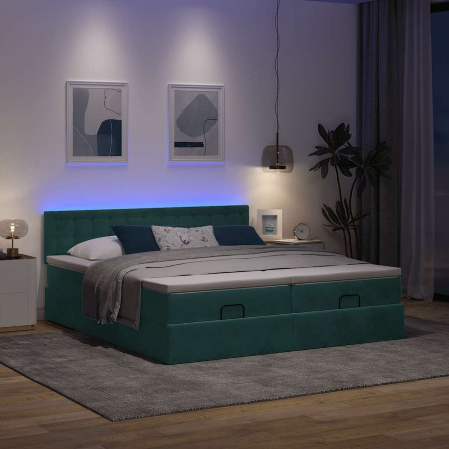 Ottoman bed met matrassen en LED's 180x200cm fluweel