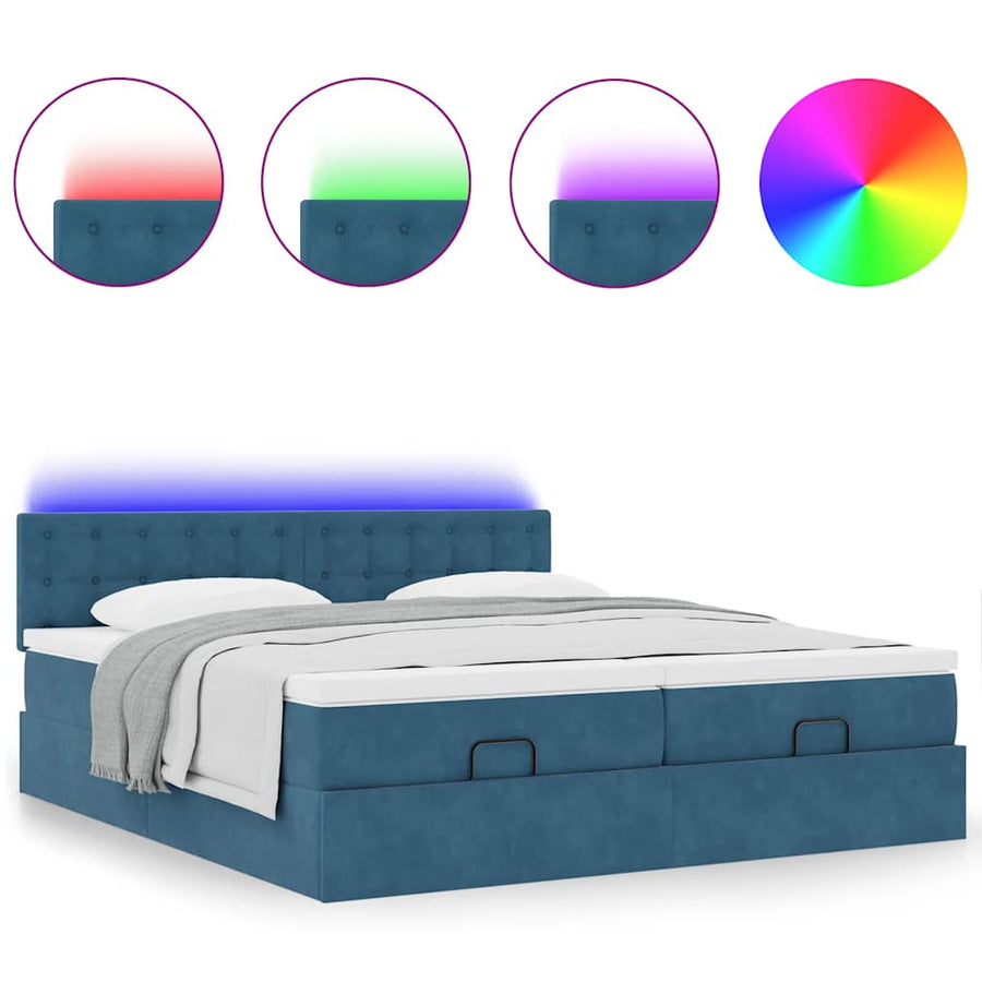 Ottoman bed met matrassen en LED's 180x200cm fluweel