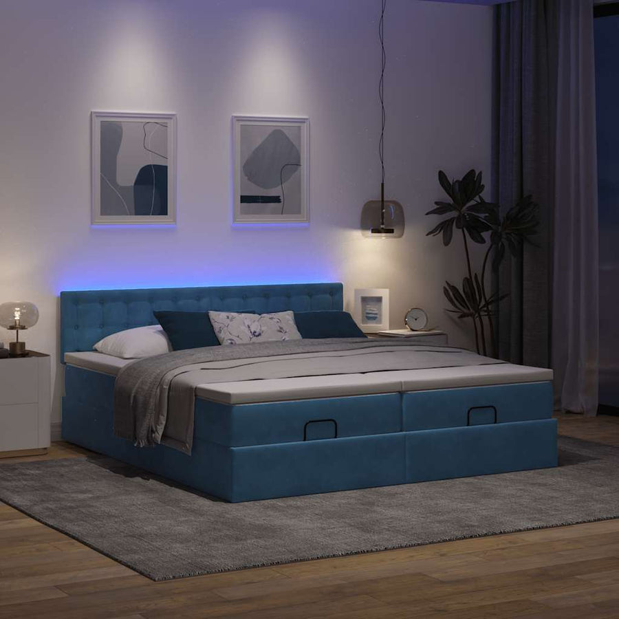 Ottoman bed met matrassen en LED's 180x200cm fluweel