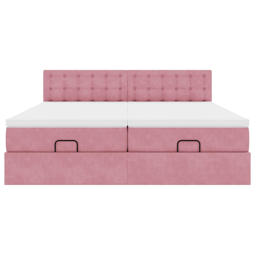 Ottoman bed met matrassen en LED's 180x200cm fluweel roze