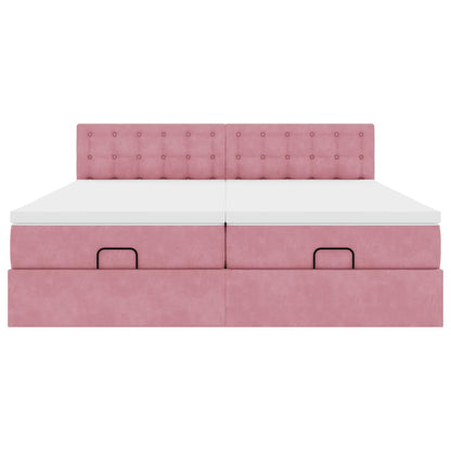 Ottoman bed met matrassen en LED's 180x200cm fluweel roze
