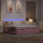 Ottoman bed with mattresses and LEDs 180x200cm velvet pink