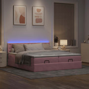 Ottoman bed 180x200 cm fluweel roze