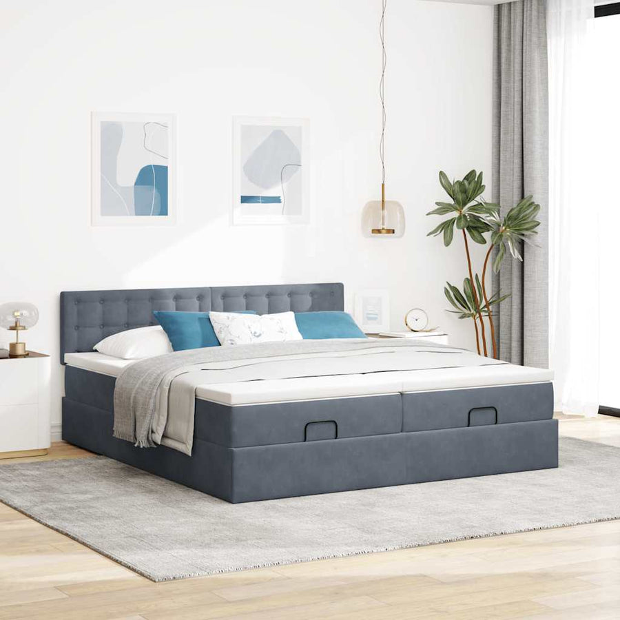 Ottoman bed met matrassen en LED's 200x200cm fluweel