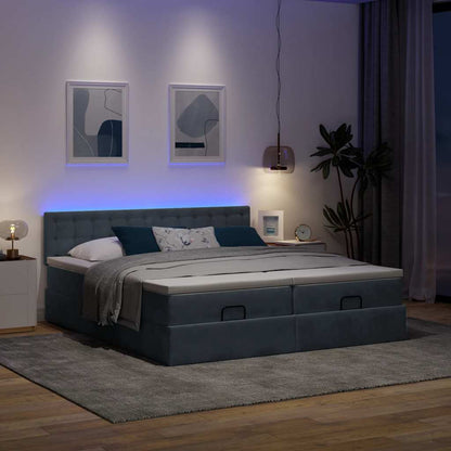 Ottoman bed met matrassen en LED's 200x200cm fluweel