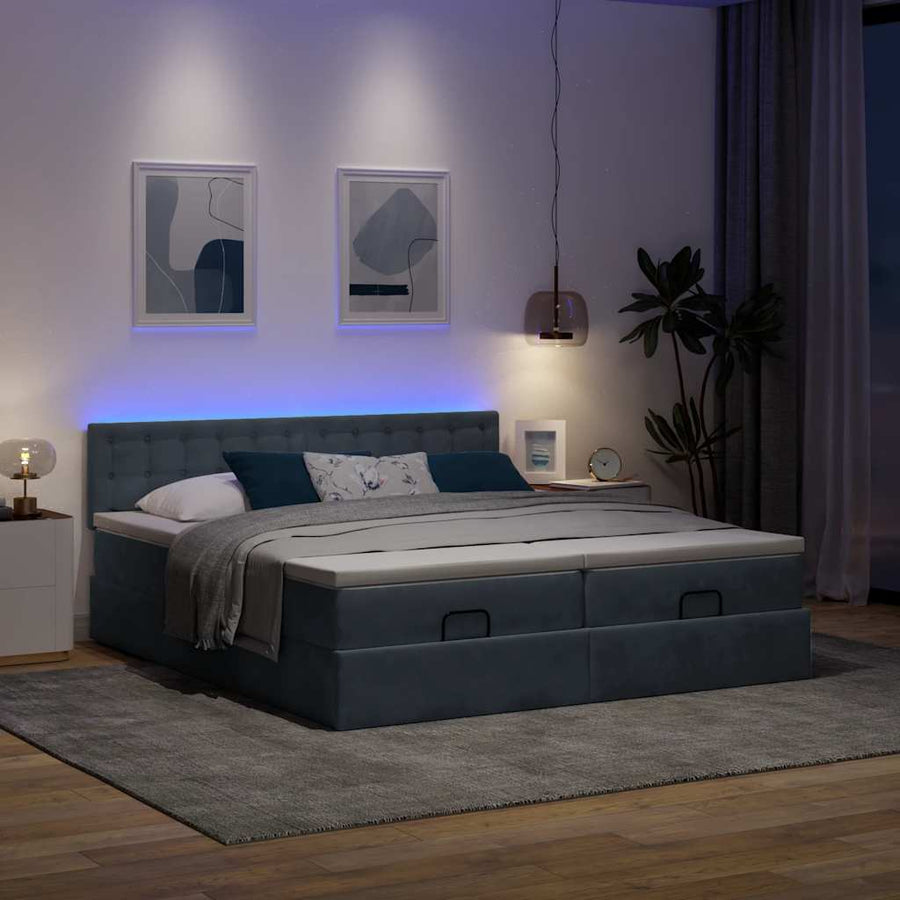 Ottoman bed met matrassen en LED's 200x200cm fluweel