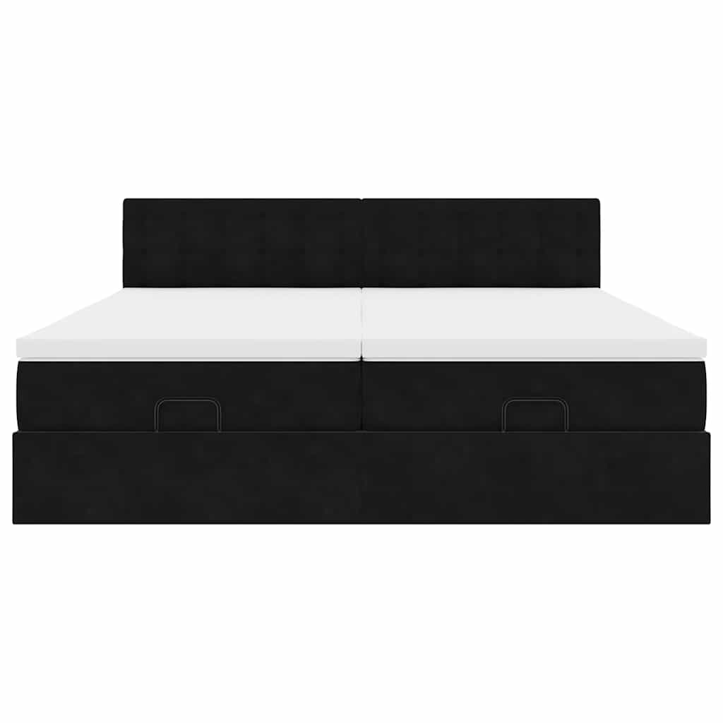 Ottoman bed met matrassen en LED's 200x200cm fluweel zwart