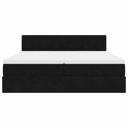 Ottoman bed met matrassen en LED's 200x200cm fluweel zwart