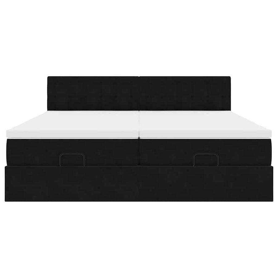 Ottoman bed met matrassen en LED's 200x200cm fluweel zwart