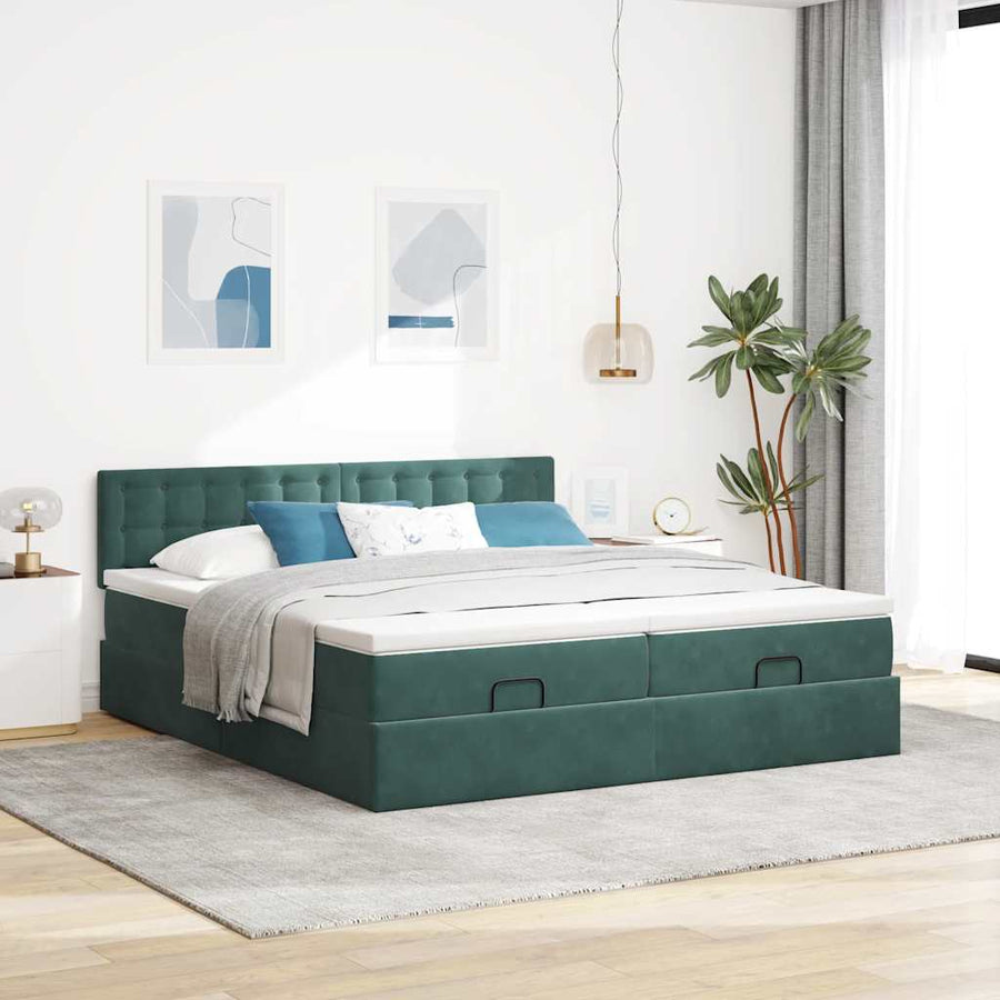 Ottoman bed met matrassen en LED's 200x200cm fluweel