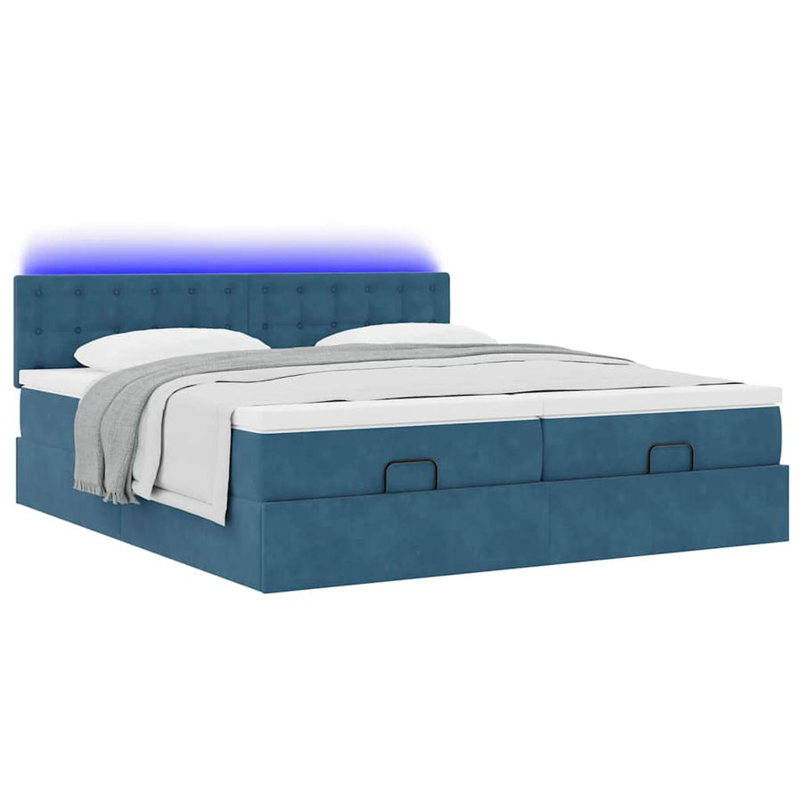 Ottoman bed met matrassen en LED's 200x200cm fluweel