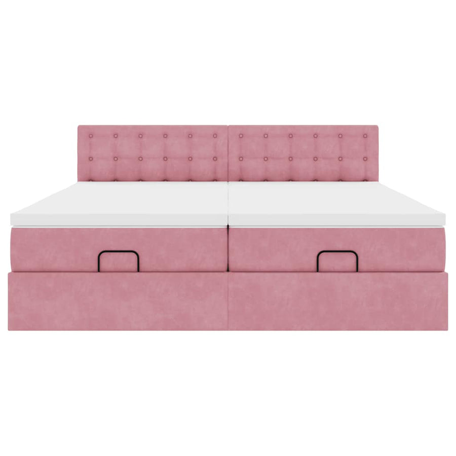 Ottoman bed met matrassen en LED's 200x200cm fluweel roze