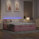 Ottoman bed with mattresses and LEDs 200x200cm velvet pink