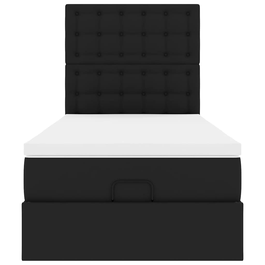 Ottoman bed met matras 80x200cm kunstleer zwart