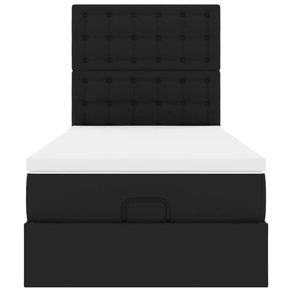 Ottoman bed met matras 80x200cm kunstleer zwart