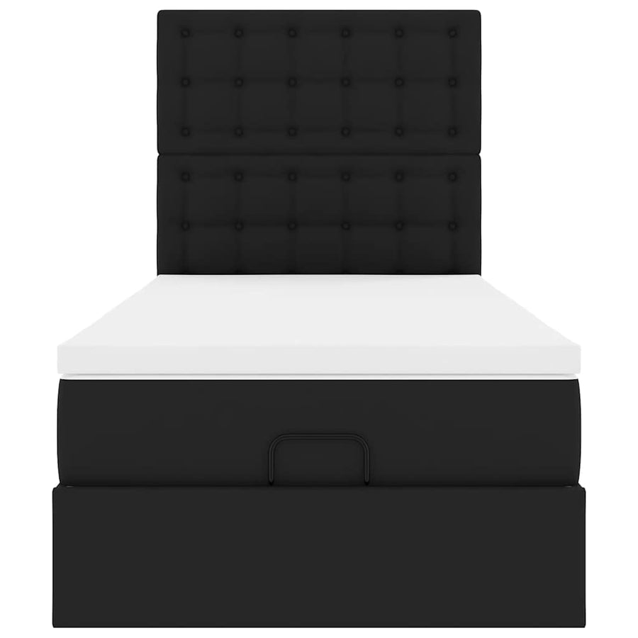 Ottoman bed met matras 80x200cm kunstleer zwart