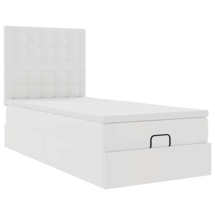 Ottoman bed met matras 80x200 cm kunstleer wit