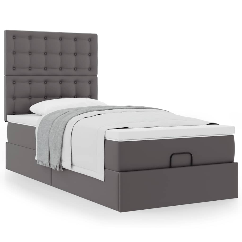 Ottoman bed met matras 80x200 cm kunstleer grijs
