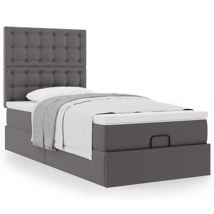Ottoman bed met matras 80x200 cm kunstleer grijs