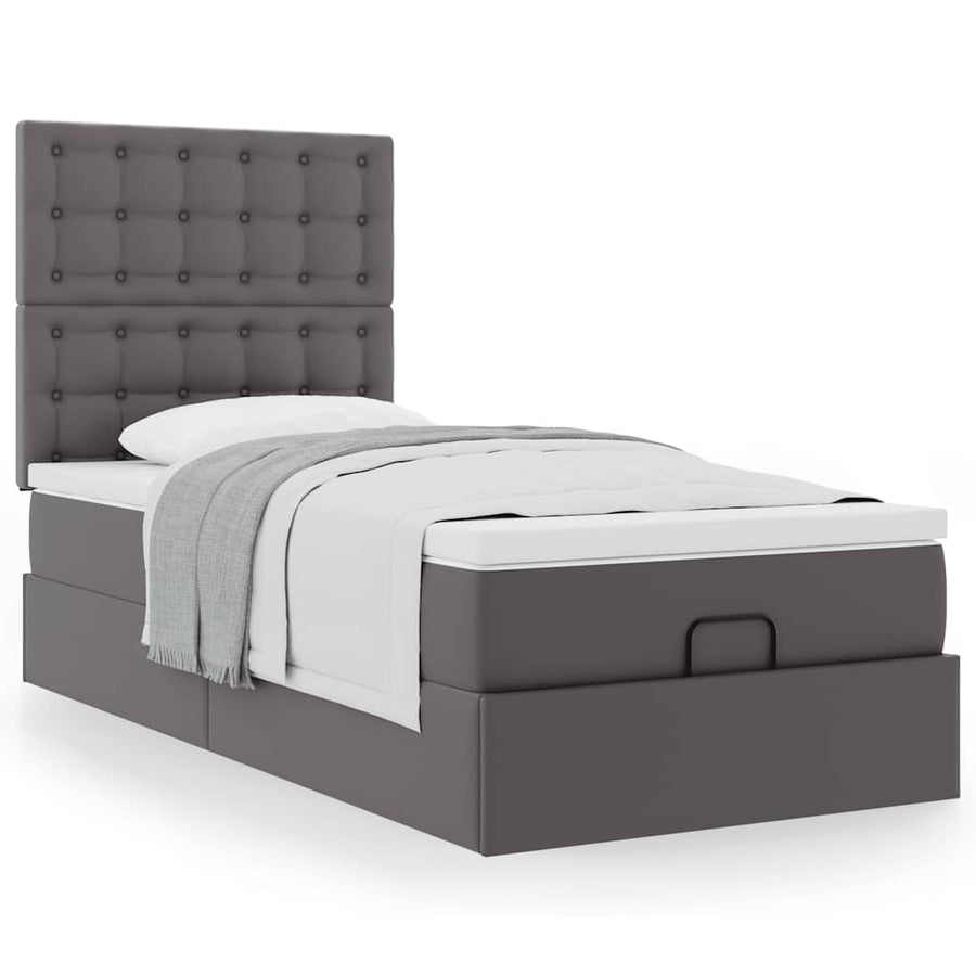 Ottoman bed met matras 80x200 cm kunstleer grijs
