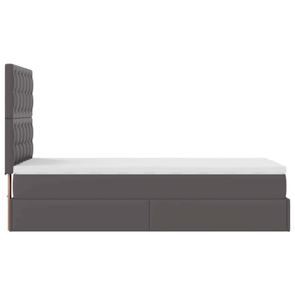Ottoman bed met matras 80x200 cm kunstleer grijs