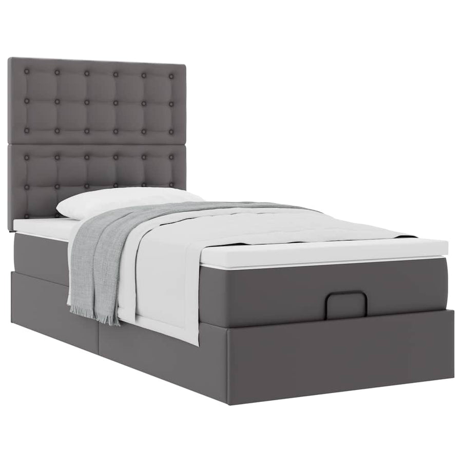 Ottoman bed met matras 80x200 cm kunstleer grijs