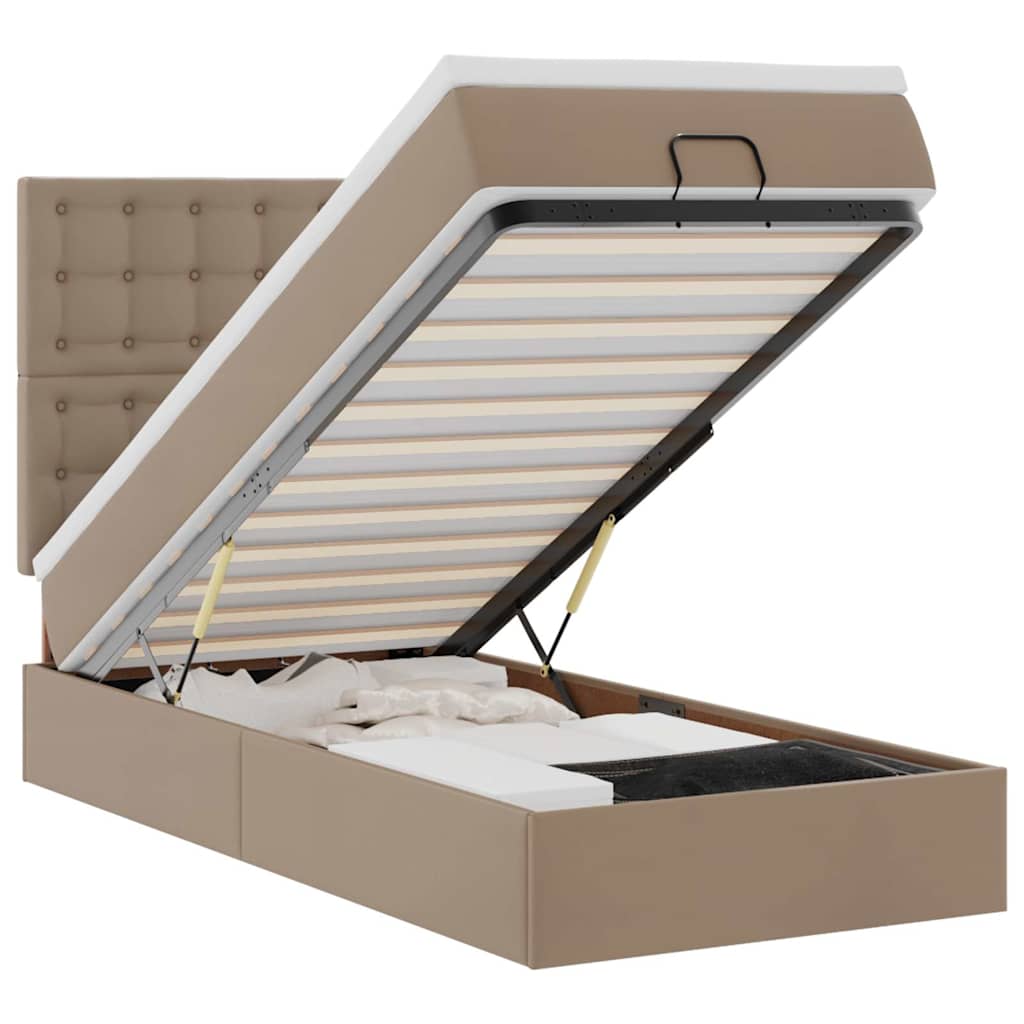 Ottomaanse bed met matras 80x200cm kunstleer cappuccinokleurig